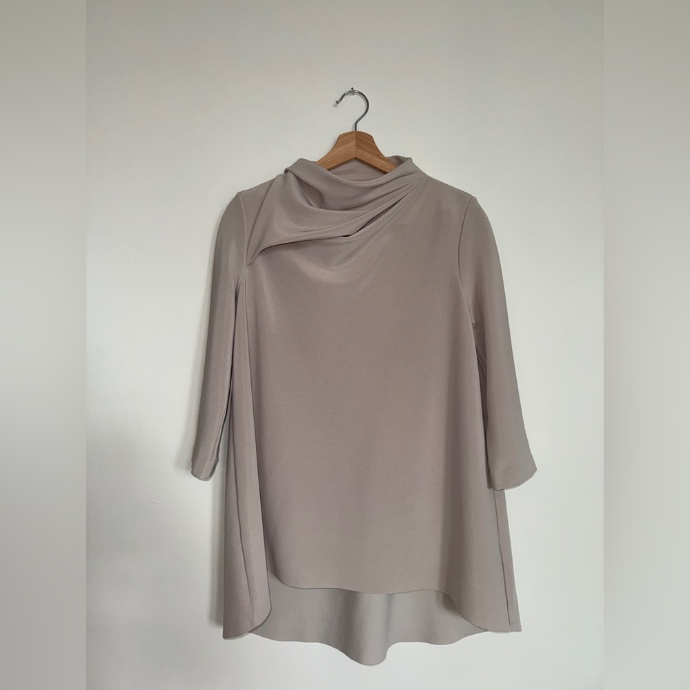 COS Taupe Draped Neck Top